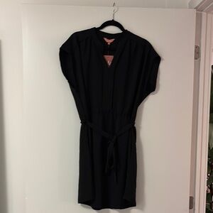 Black Short Sleeve Dress with Belt